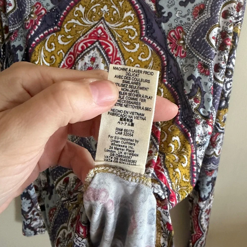 Free People Paisley Mock Neck Dolman Sleeve Top Multicolor Boho Print Small